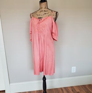 Peach cold shoulder dress